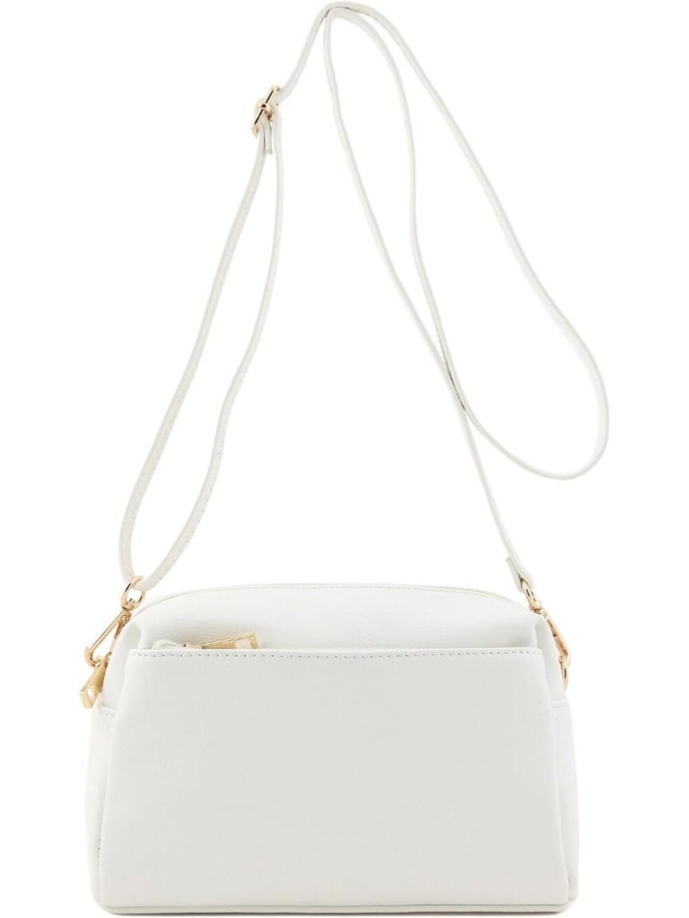 Women's White Triple ZIP Small Lightweight Shoulder Purse Crossbody Bag